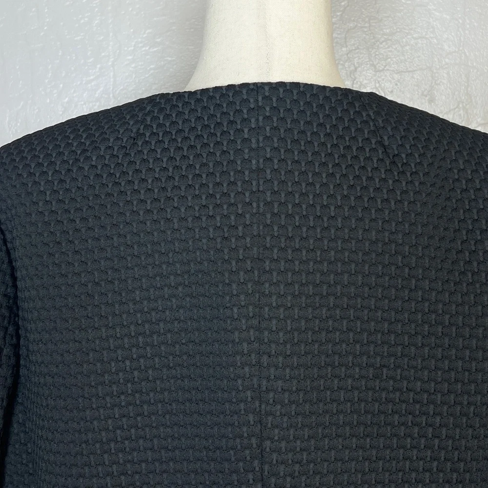 J.CREW Women Size 12 Black Matelasse Textured Collarless Portfolio Jacket Blazer